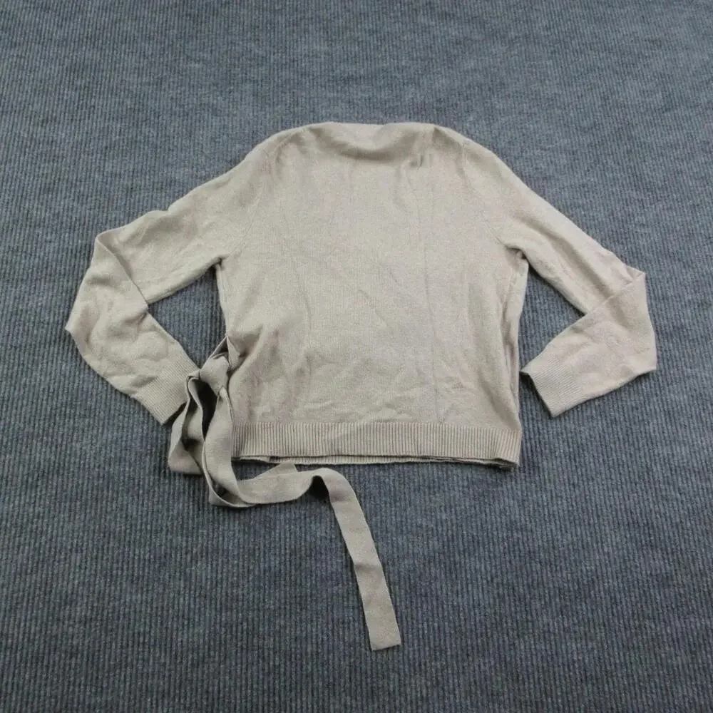 LOFT Sweater Womens L Brown Wrap Belted V-Neck Long Sleeve Lightweight NWT